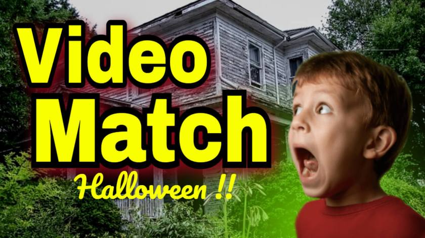 ESL student scared by Halloween songs with haunted house background